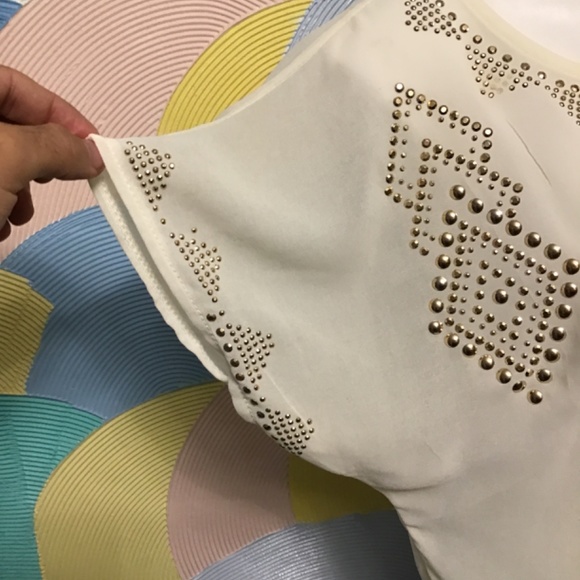 Pronto USA blouse one size cream beed pattern - Picture 5 of 7